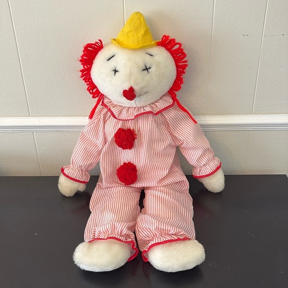 Vintage‎ Eden Clown Plush – 25” – Red & White Striped Outfit with Yellow Hat - Picture 1 of 16